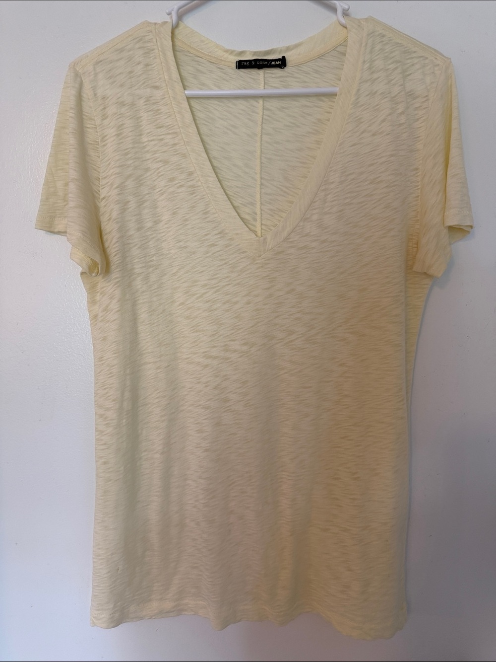 rag & bone/JEAN Light Yellow The Slub V-Neck Tee Shirt